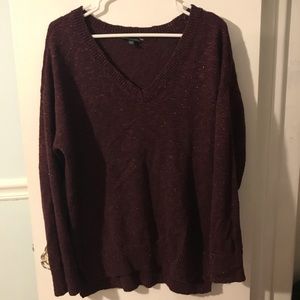Dark maroon v neck sweater